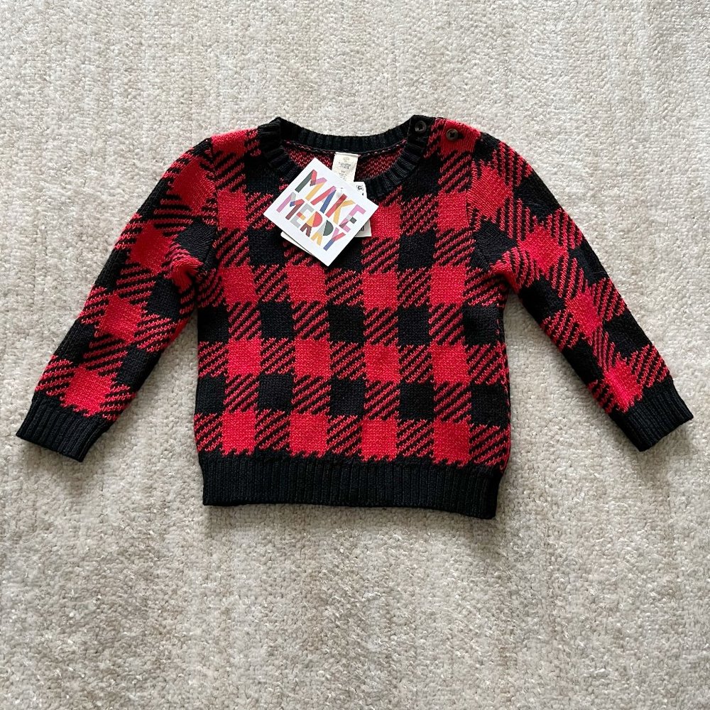 NWT Tucker + Tate Baby Buffalo Check Crewneck Sweater 9 Months